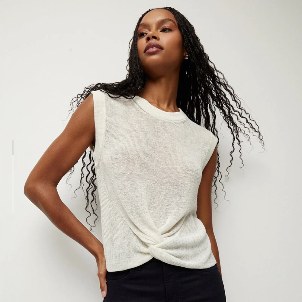 Veronica Beard Kellen Knit Top in Ivory